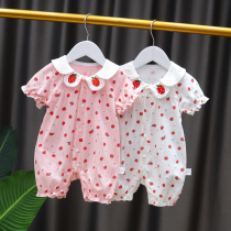 Female baby Net Red Princess conjoined clothes summer clothes thin baby ha clothes cute climbing clothes cotton summer foreign atmosphere tide