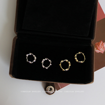 Basic Joker body 925 sterling silver twist ear buckle small personality design temperament circle fashion simple earrings