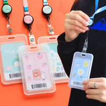 Card set student campus bus meal card access control transparent soft work card certificate with lanyard cute badge school card silicone protective cover citizen card kindergarten receiving card bag neck traffic