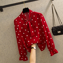 South Korea Po Dot Snow-spinning Jersey Woman 2020 Spring Dress New Korean Version Loose 100 Ride Ocean Fashion Long Sleeve Shirt Tide