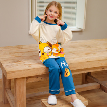 Childrens pajamas spring and autumn cotton girls home clothes set female childrens thin little girls
