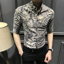Printed shirts Mens short sleeves Summer 2021 New Korean version trendy 50% sleeves Sleeves Mens Shirts