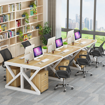 Staff office table and chair combination simple modern screen computer table 4 6 double finance room card holder station