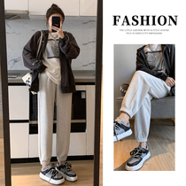 Grey Sports Pants Women Loose Bunches Spring Autumn Season 2022 New Straight Silo Slim 100 Hitch Casual Wear Pants