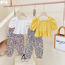 Girls Summer Suit Clothing 2021 New Pediatrics Pants Female Baby Trendy T-shirt Short Sleeve Two Sets Tide