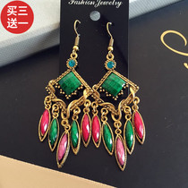 Foreign trade European and American imperial retro imperial palace Extravagant Jewel Earrings Bohemian Ethnic Wind Ear Pendant