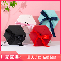 Hexagon gift box empty box gift box Valentines Day gift box box exquisite Korean version simple bow