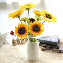 Simulation of sunflower sunflower 3 fork bottle home living room Yun Ya big floor fake flower decorations inserted floral ornaments