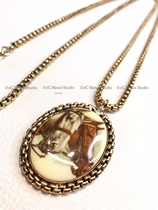 Big name designer 24k gold plated hand painted ceramic horse head sweater chain