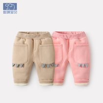 Baby pants plus suede thickened female baby winter clothing warm outside wearing long pants male baby large pp pants winter cotton pants