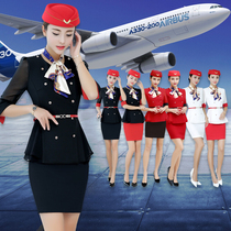  Spring and summer professional dress skirt female high-speed rail aviation flight attendant uniform slim-fit mid-sleeve beauty salon stewardess overalls