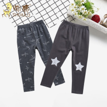 Handsome deer Lycra cotton spring and autumn childrens pajamas boys boys single cotton wool trousers baby trousers