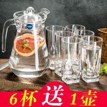 Glass cold kettle set home 6 sets of European heat-resistant water cups teacups juice cups beer glasses milk cups