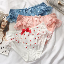 Polo point underwear female Ice Silk girl cute Japanese cotton crotch middle waist student milk silk quick-drying briefs