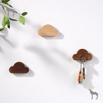 Creative magnetic key hook Free hole sticky hook Entrance wall no trace hook wall decoration solid wood doorway
