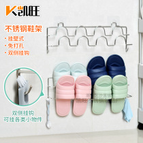 Punch-free bathroom rack sports shoes bathroom slippers high heel wall-mounted storage door rear multi-layer shoe rack stainless steel