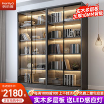 Light extravagant sliding door glass door bookcase hand holding cabinet minimalist modern with door floor book room bookcase solid wood lockers
