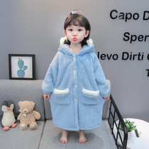 Girl flannel sleeping skirt autumn girl baby baby hood long coral tub bathrobe children winter home skirt