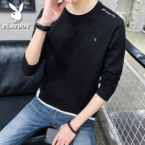 Playboy flagship men's long sleeve T-shirt cotton interior with autumn coat ins tide brand base shirt white clothes