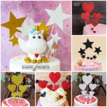 Bamboo stick love five-pointed star birthday cake decoration plug-in Valentines Day proposal dessert table party wild dress up