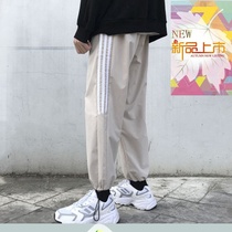 Pants mens casual pants 2020 spring summer thin student striped casual pants ankle-length pants bunches foot Sports