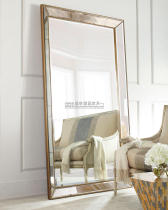 European-style solid wood border shopping mall fitting shoes test glasses soft cloakroom full-body floor mirror full-body hanging mirror