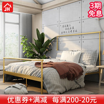 Modern minimalist environmentally-friendly Nordic ins net red bed light extravagant princess iron art bed with double man bed extremely simple 1 8 m bed