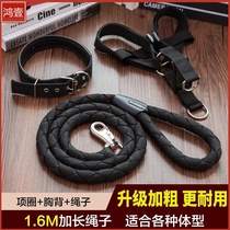 Dog leash three-piece dog chain Teddy golden retriever dog rope walking dog rope fighting pet supplies black collar