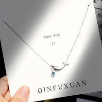 Love dolphin silver necklace female summer choker 2021 new female sterling silver light luxury niche pendant summer simple