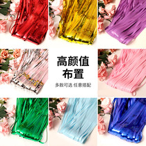 Birthday party decoration Wedding Wedding hotel room Wedding scene decoration supplies Colorful rain silk curtain tassels