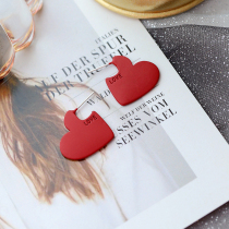 925 silver needle Red love ear stud female IU with temperament Net red earrings simple small heart Super fairy ear ornaments