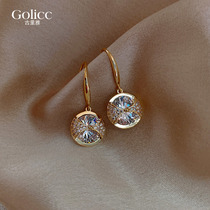 Round Zircons Earrings Female Advanced Sensation Light Extravaganza Korean Temperament Net Red Earrings 2022 New Tide Earrings