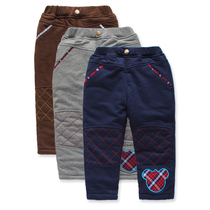 2021 Spring loaded boy small bear full cotton clip cotton thickened long pants cotton pants baby casual pants child clothing children