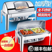 Square stainless steel buffet stove clamshell hotel tableware Buffy stove Breakfast insulation stove Electric heating insulation pot