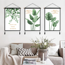 Hipster ins green leaf cotton linen tapestry tassel streak without trace hanging painting living room bedroom background wall decorative painting