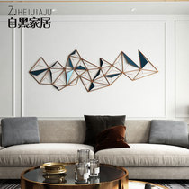 Modern living room wall wall decoration sofa background wall decoration light luxury model room metal soft wall decoration geometric wall Wall