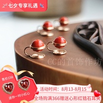 CCs jewelry workshop without pierced ears New flame pattern southern red mosquito coil plate handmade painless ear clip