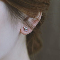 s925 silver needle purple drill butterfly ear nail minimalist with small Korean temperament net red earrings 2021 New wave earrings