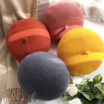 Korean autumn winter hat children winter wool solid color beret Lady Japanese Joker hat pumpkin hat Beille hat