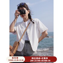 Ouyang Xi pure white short sleeve small jacket fashion casual thin top 2021 summer new commuter style ladies shirt