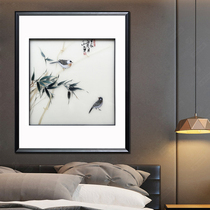 Artisan Su embroidery Bamboo bird figure Home Residence Decoration Hanging Painting Embroidery Genuine Silk