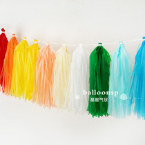  Paper tassel ribbon balloon spike 5 packs Holiday decoration curtain Wedding room party decoration Photo background decoration
