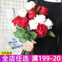 Single Flannel Cloth Emulation Rose Flowers Fake Flowers Home Decoration Flowers Living Room Bedroom Dining Room Table Hem Wedding Photo