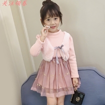 Childrens foreign girl princess dress spring autumn winter dress childrens baby girl baby female treasure fake two-piece suit skirt