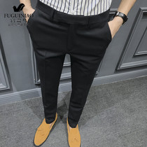 Rich bird British mens casual trousers suit pants mens black slim feet trousers Korean mens pants