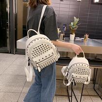 Tide brand backpack female 2021 new Korean ins super fire school bag fashion rivet all-match backpack casual womens bag