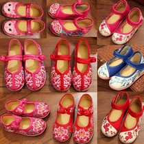 2021 new spring and autumn girls Beijing cloth shoes children embroidered shoes ethnic style dance childrens shoes baby Hanfu shoes