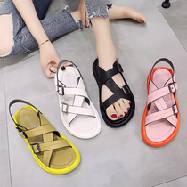  Sandals female fairy wind 2020 summer new all-match velcro flat student shoes ins tide Hong Kong style Roman shoes