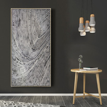  Baixuan style gray modern abstract decorative painting Hotel entrance hanging painting Study office vertical mural oil painting