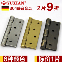 Yuxiang 304 stainless steel hinge 4 inch door hinge bearing silent bedroom wooden door bright gold red bronze PVD